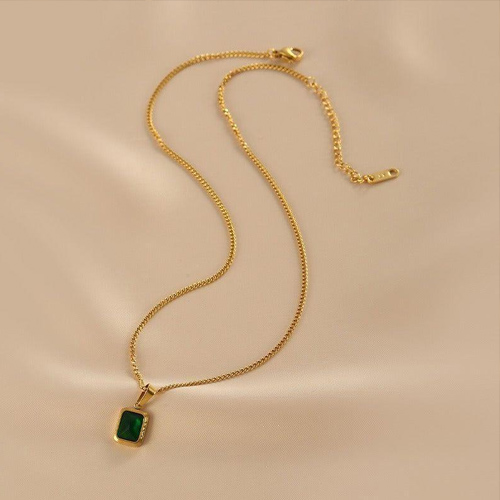 Emerald Cut Gold Pendant